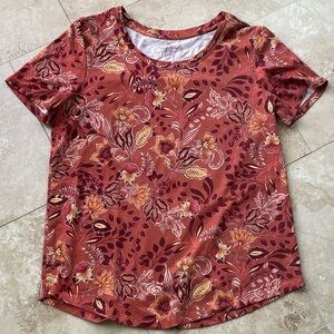 Coldwater Creek Rust Floral Short Sleeve Top
